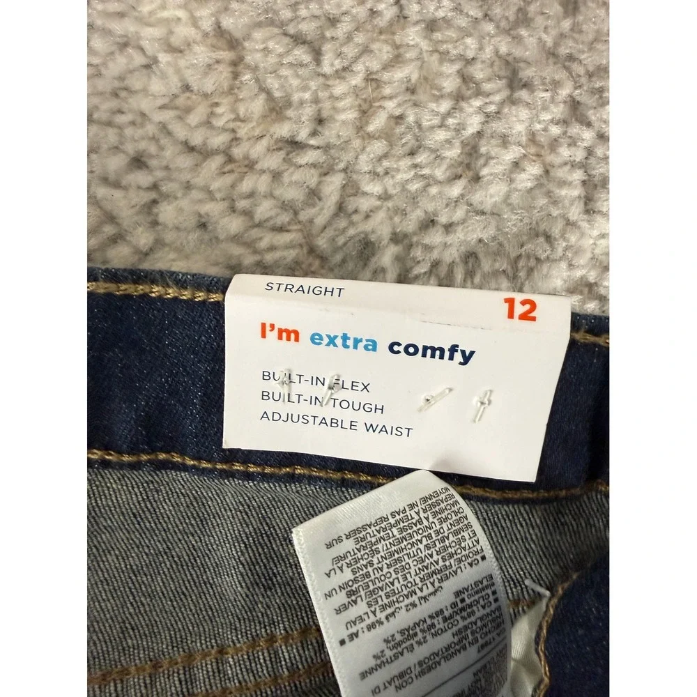 New Old Navy Size 12 Built-In Flex Straight Leg Denim Jeans Blue Kids